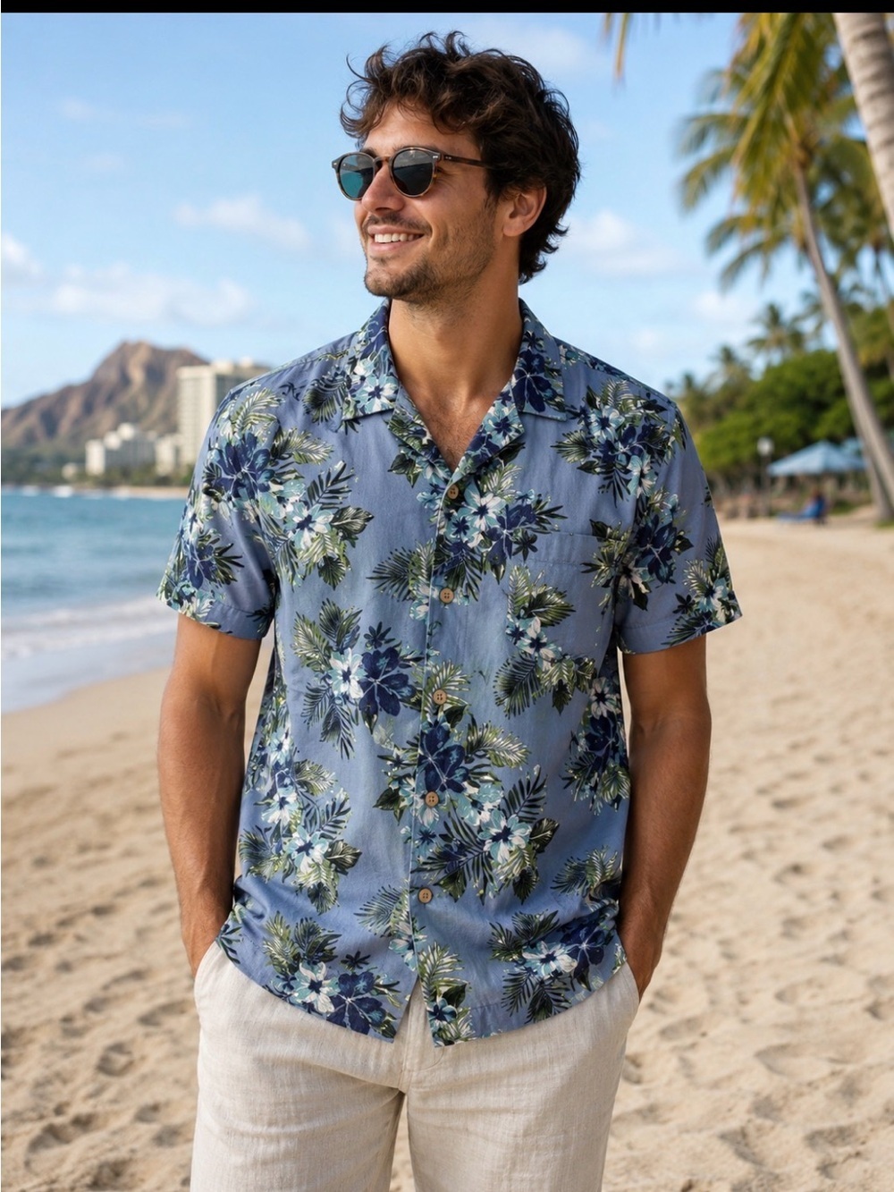 Vintage Hawaiian Shirts 28 Palms XL Floral  Hibiscus  100% Cotton
